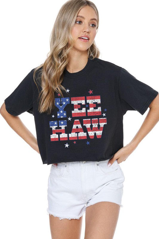 Camiseta corta con gráfico Yee Haw Americana