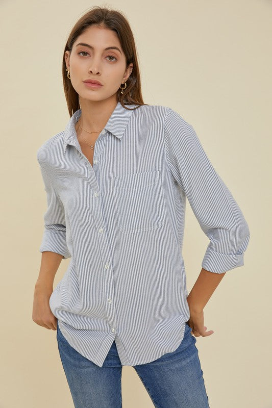Wind In The Sails Striped Button Down