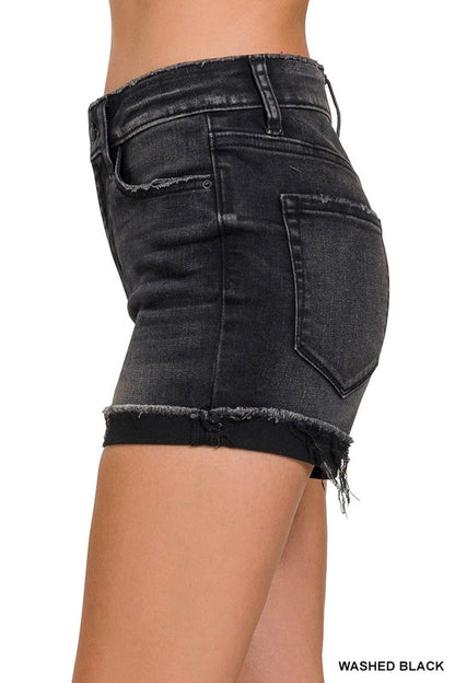 DRIVE INTO TOWN ROLLED HEM JEAN SHORTS