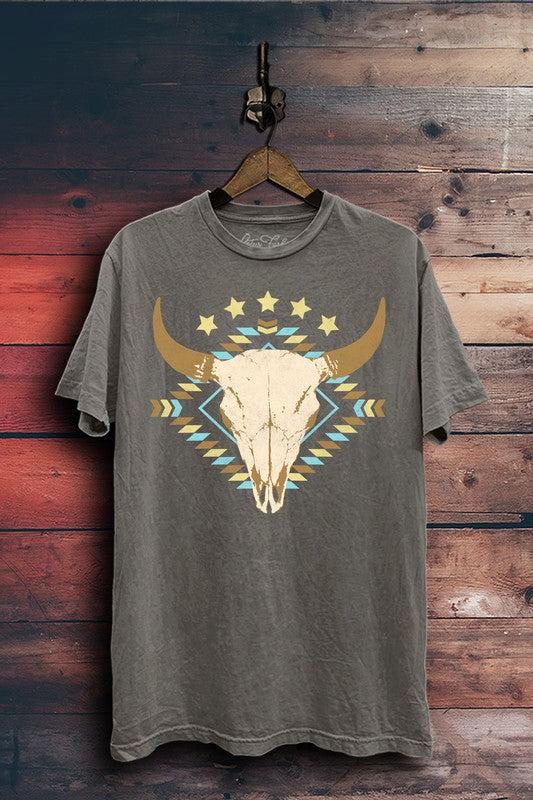 Western Tribal Cow Skull Boyfriend Tee