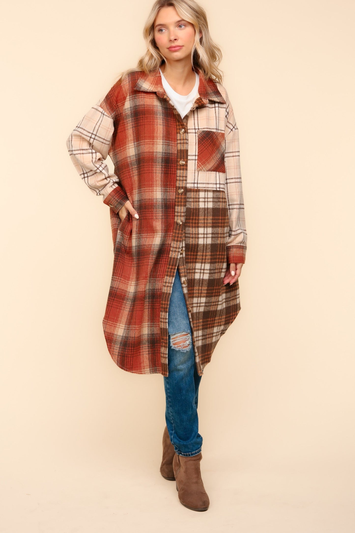 Flannel Plaid Oversized Shacket with Pockets (Online Exclusive)