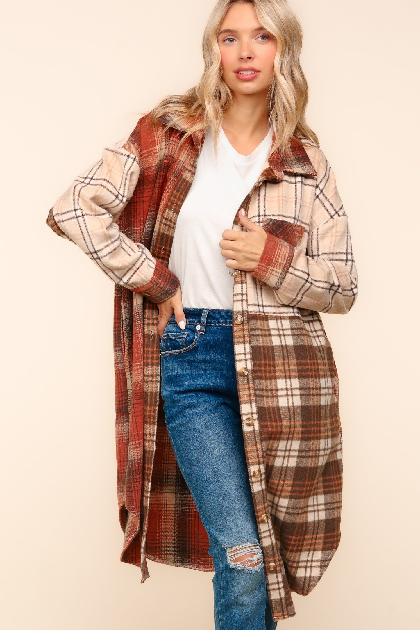 Flannel Plaid Oversized Shacket with Pockets (Online Exclusive)