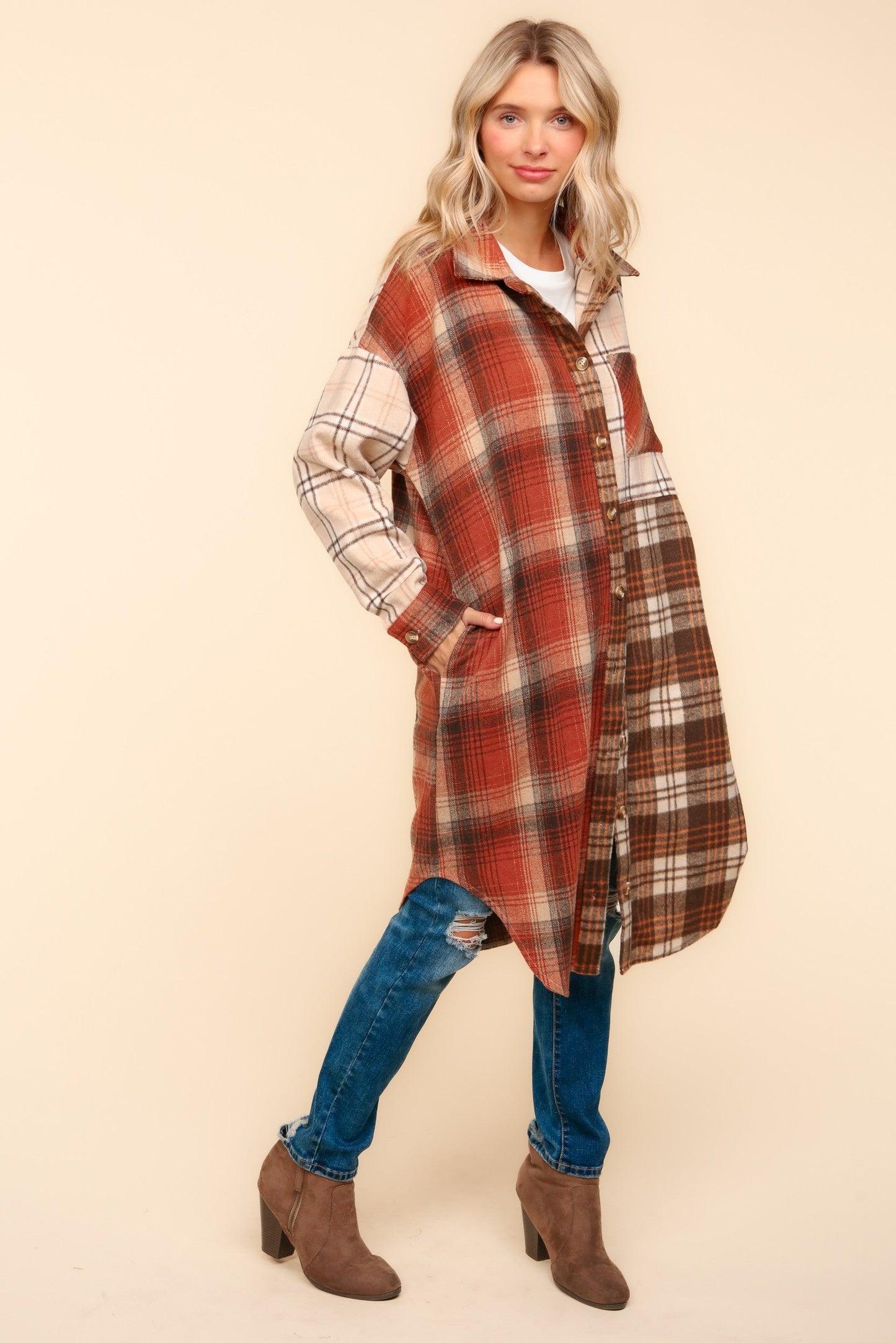 Flannel Plaid Oversized Shacket with Pockets (Online Exclusive)