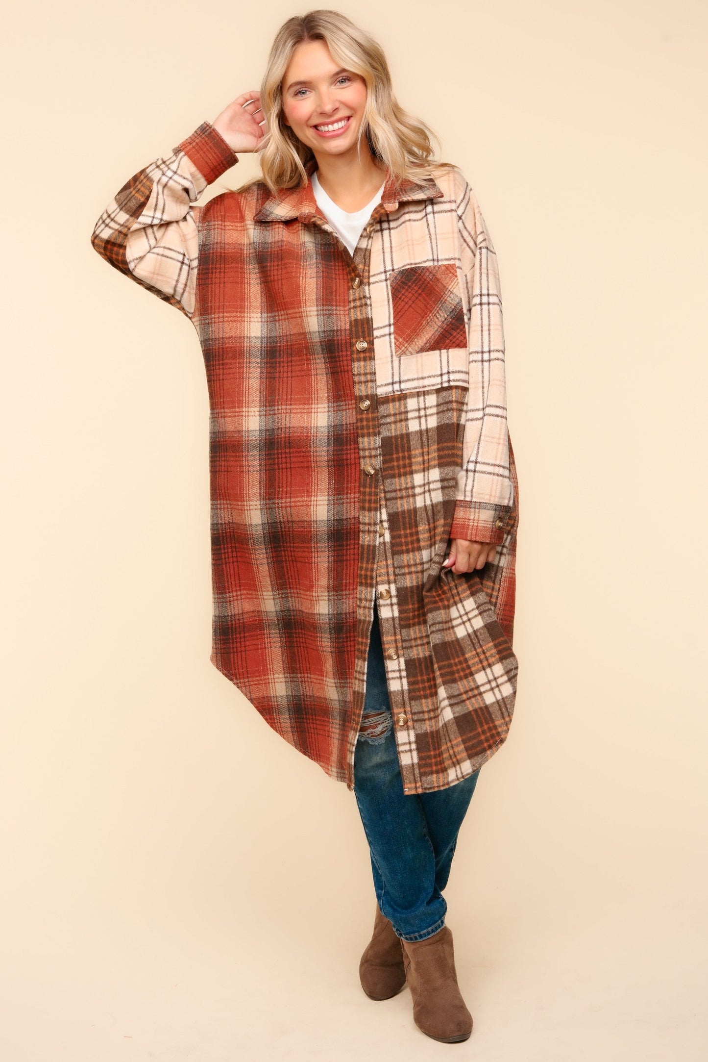 Flannel Plaid Oversized Shacket with Pockets (Online Exclusive)