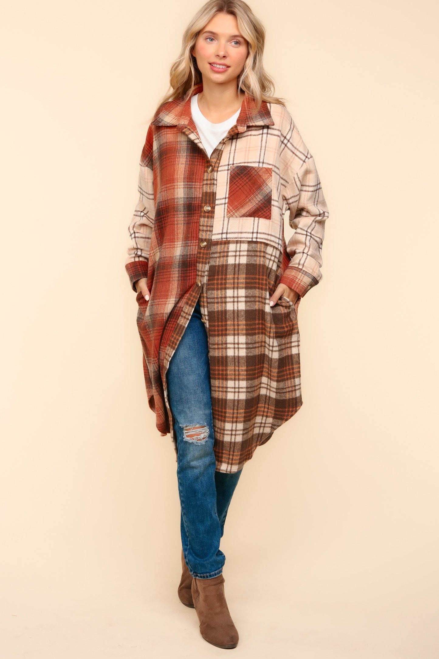 Flannel Plaid Oversized Shacket with Pockets (Online Exclusive)