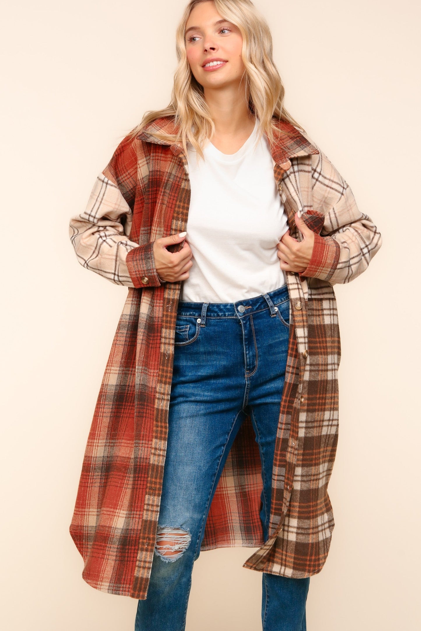 Flannel Plaid Oversized Shacket with Pockets (Online Exclusive)