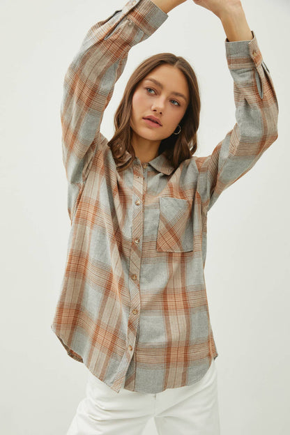 WISHING ON FOREVER OVERSIZED PLAID FLANNEL