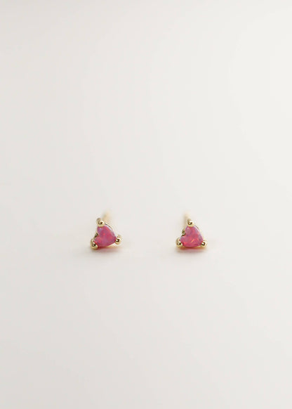 Tiny Pink Opal Heart Earrings