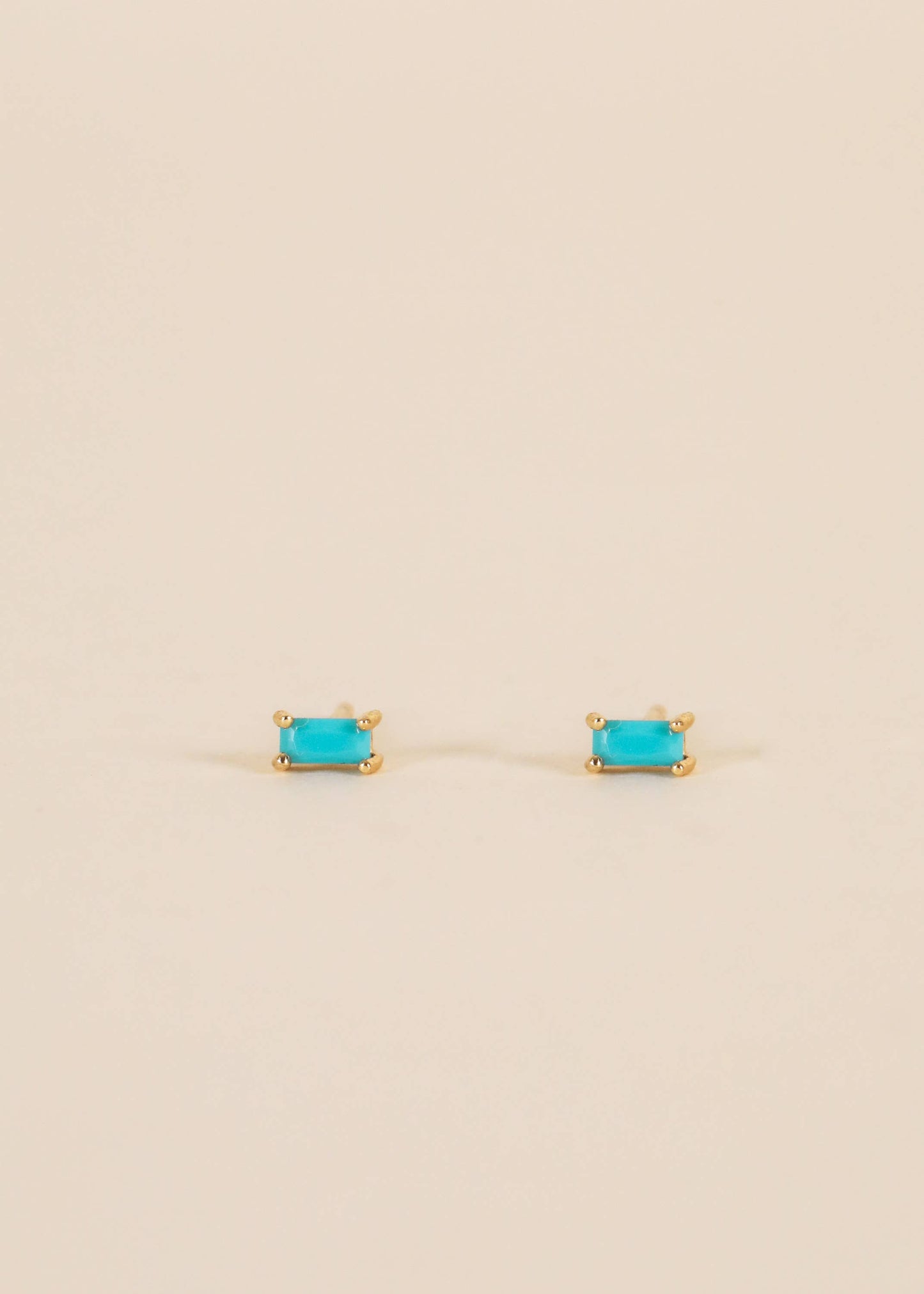 Turquoise Baguette Gold Earrings