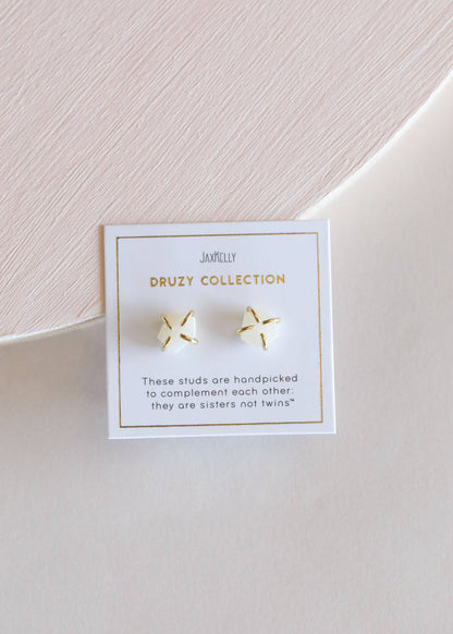 White Druzy Prong Earring