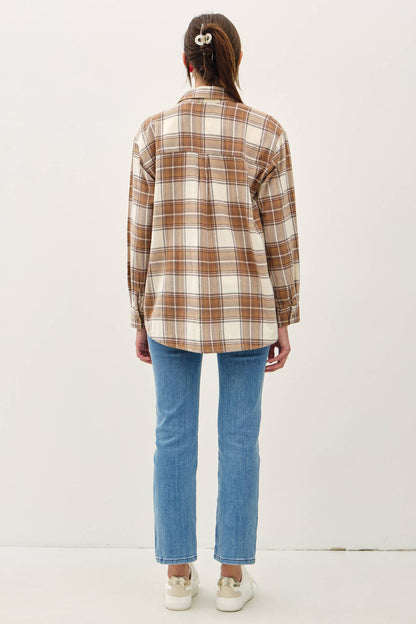 NEVER SETTLE OVERSIZED PLAID FLANNEL