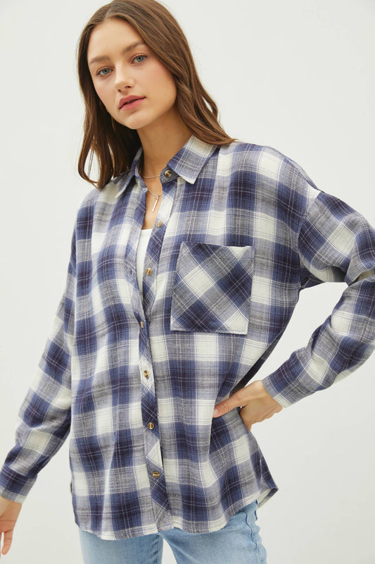 MAKE MY DAY OVERSIZED PLAID FLANNEL