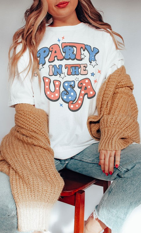 Retro Party In The USA Oversized Graphic Tee