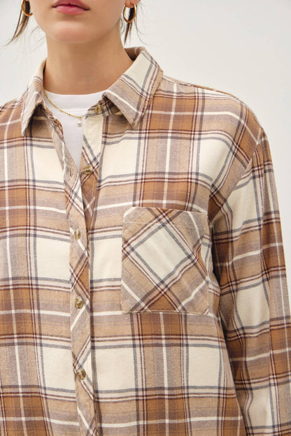 NEVER SETTLE OVERSIZED PLAID FLANNEL