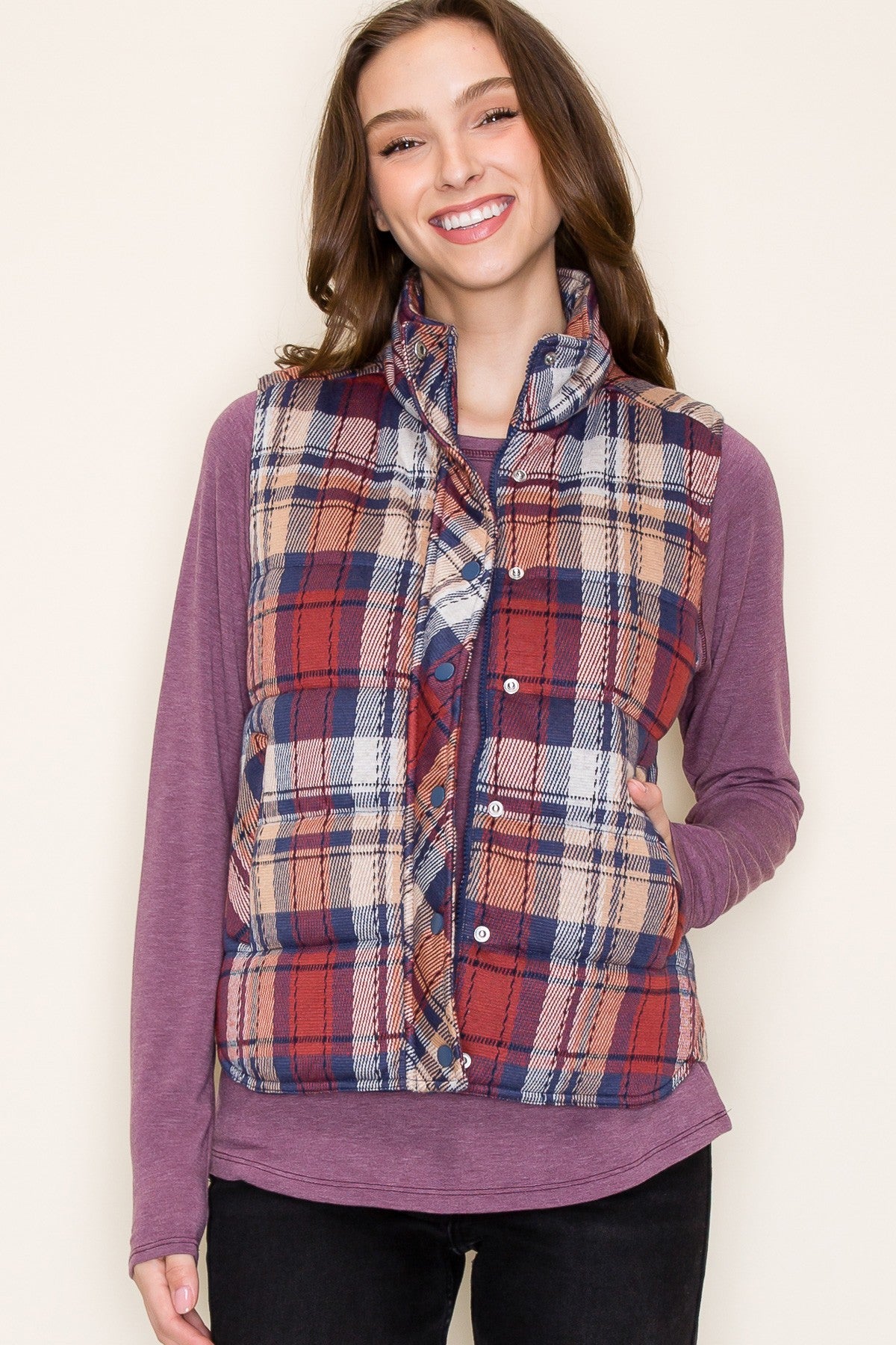 By The Book Brushed Plaid Vest