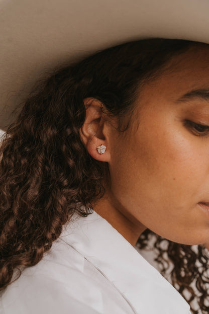 White Druzy Prong Earring