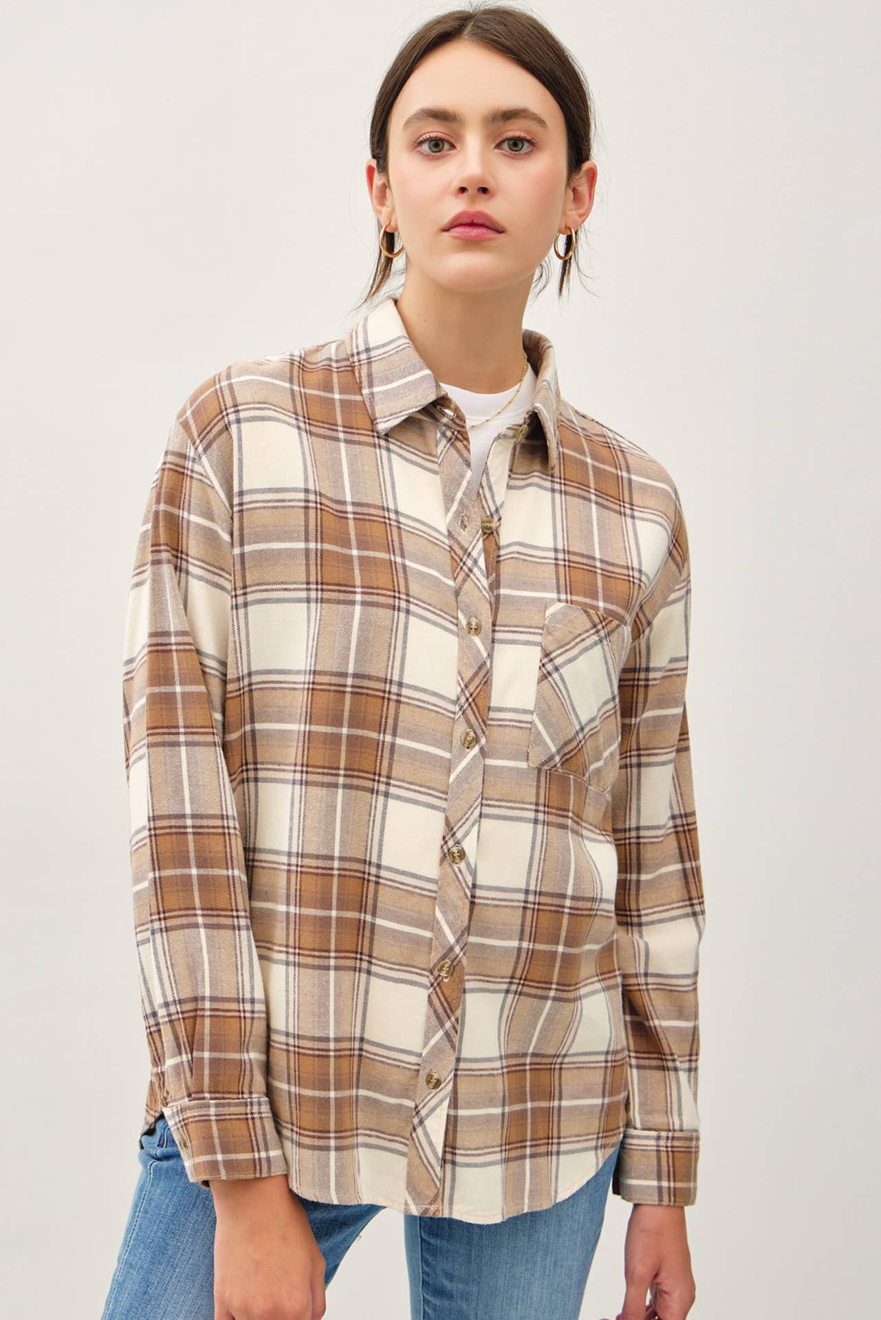 NEVER SETTLE OVERSIZED PLAID FLANNEL