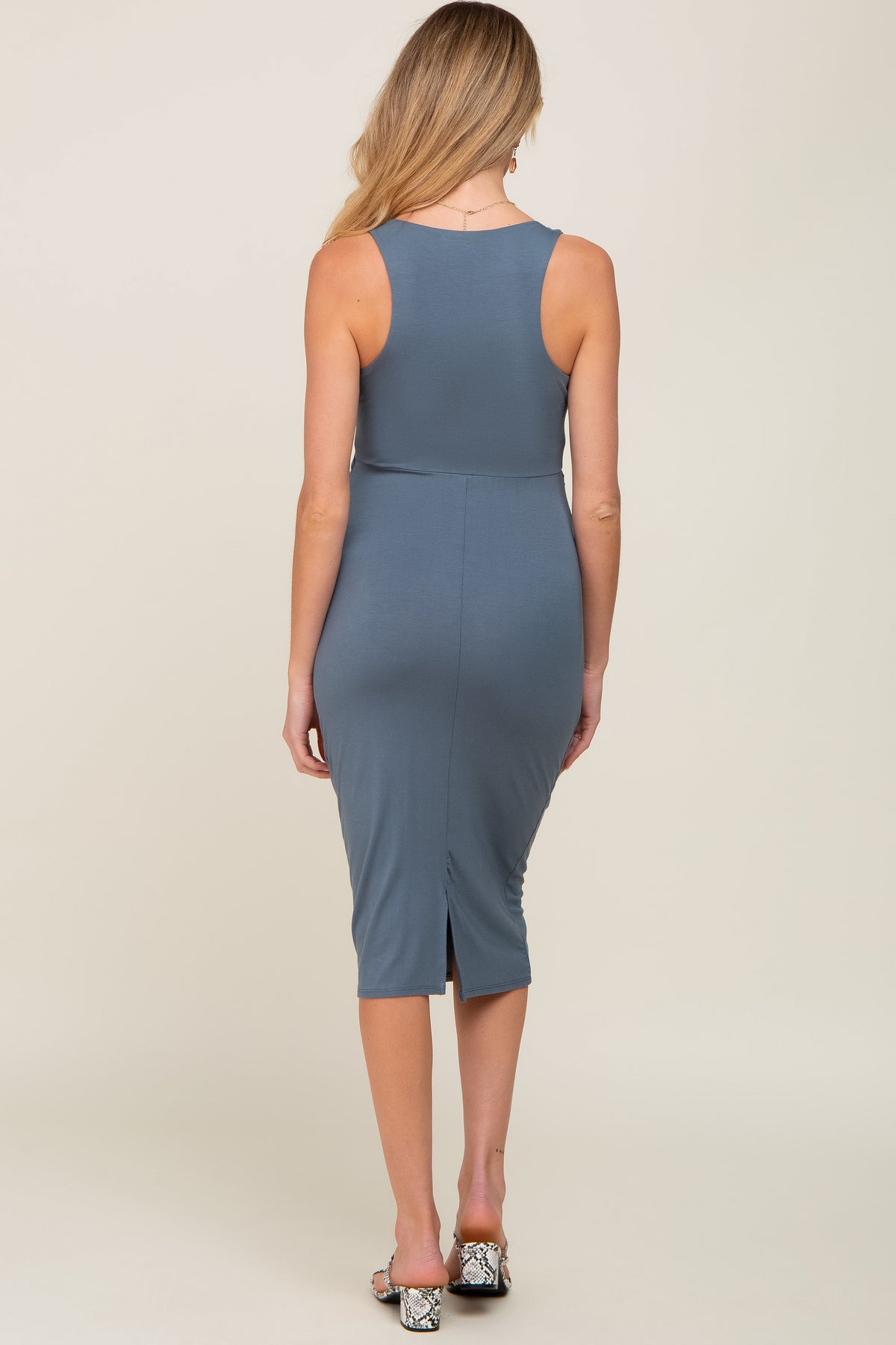 Blue Sleeveless Fitted Ruched Maternity Dress (Online Exclusive) – Uptown Boutique Blue Sleeveless Fitted Ruched Maternity Dress (Online Exclusive) – Uptown Boutique