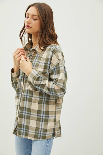 NORTHERN SKY OVERSIZED PLAID FLANNEL