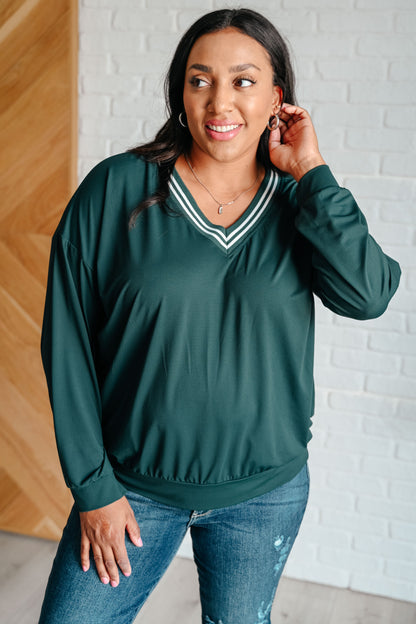 All Out Comfort V-Neck Pullover in Midnight Green (Online Exclusive)