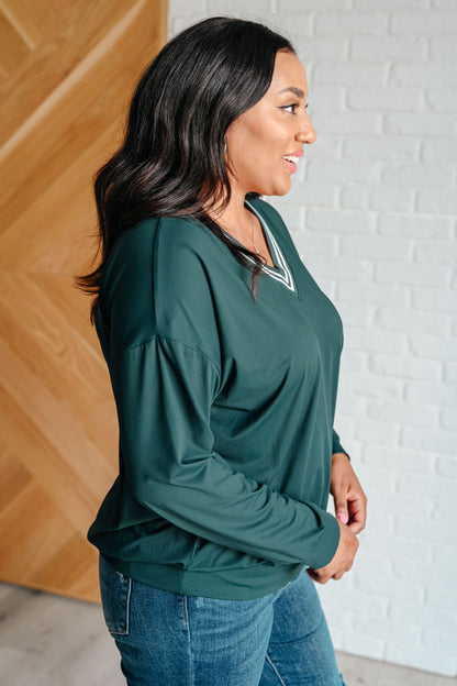 All Out Comfort V-Neck Pullover in Midnight Green (Online Exclusive)