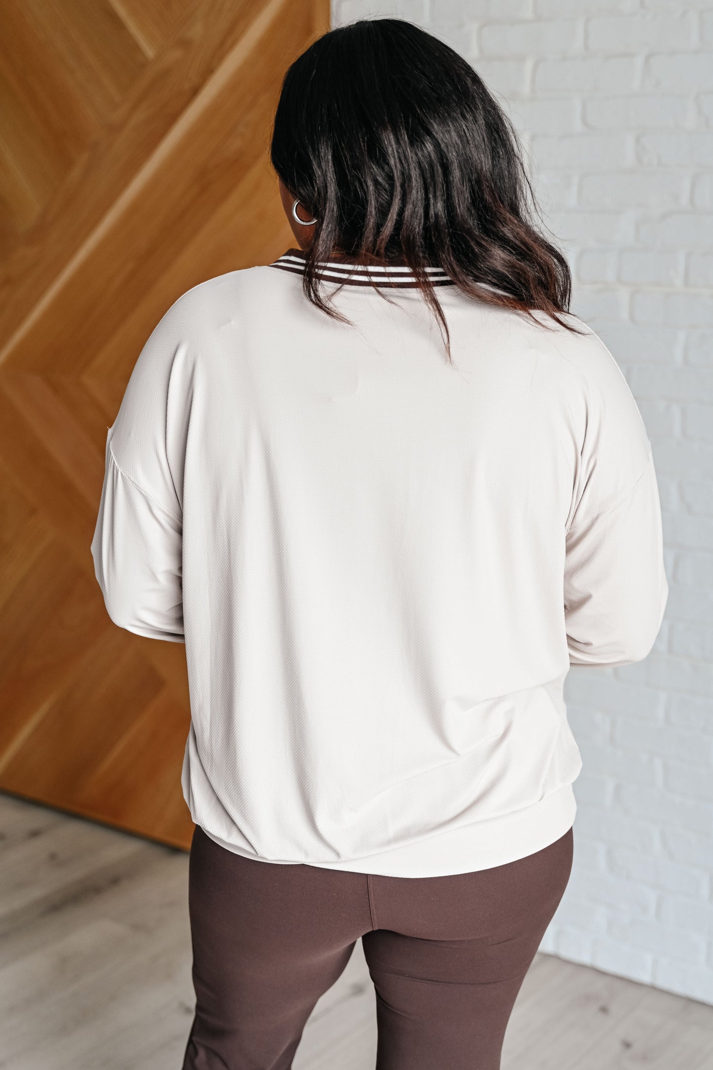 All Out Comfort V-Neck Pullover in Mocha Cream (Online Exclusive)