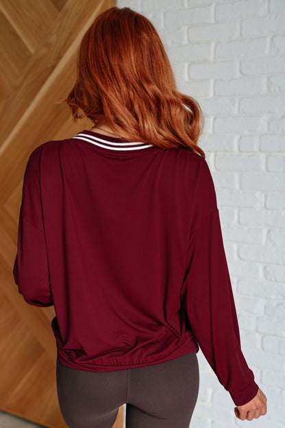 All Out Comfort V-Neck Pullover in Red Merlot (Online Exclusive)