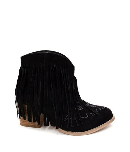 Amos Fringe Ankle Bootie in Black Suede (Online Exclusive)