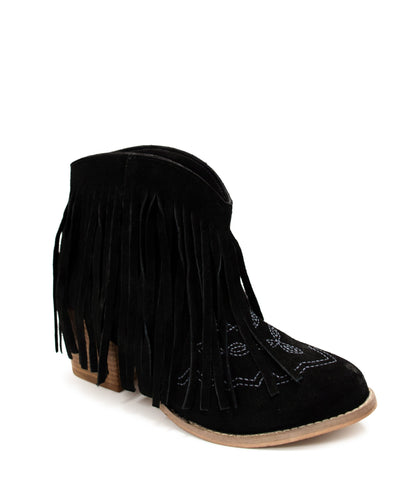 Amos Fringe Ankle Bootie in Black Suede (Online Exclusive)