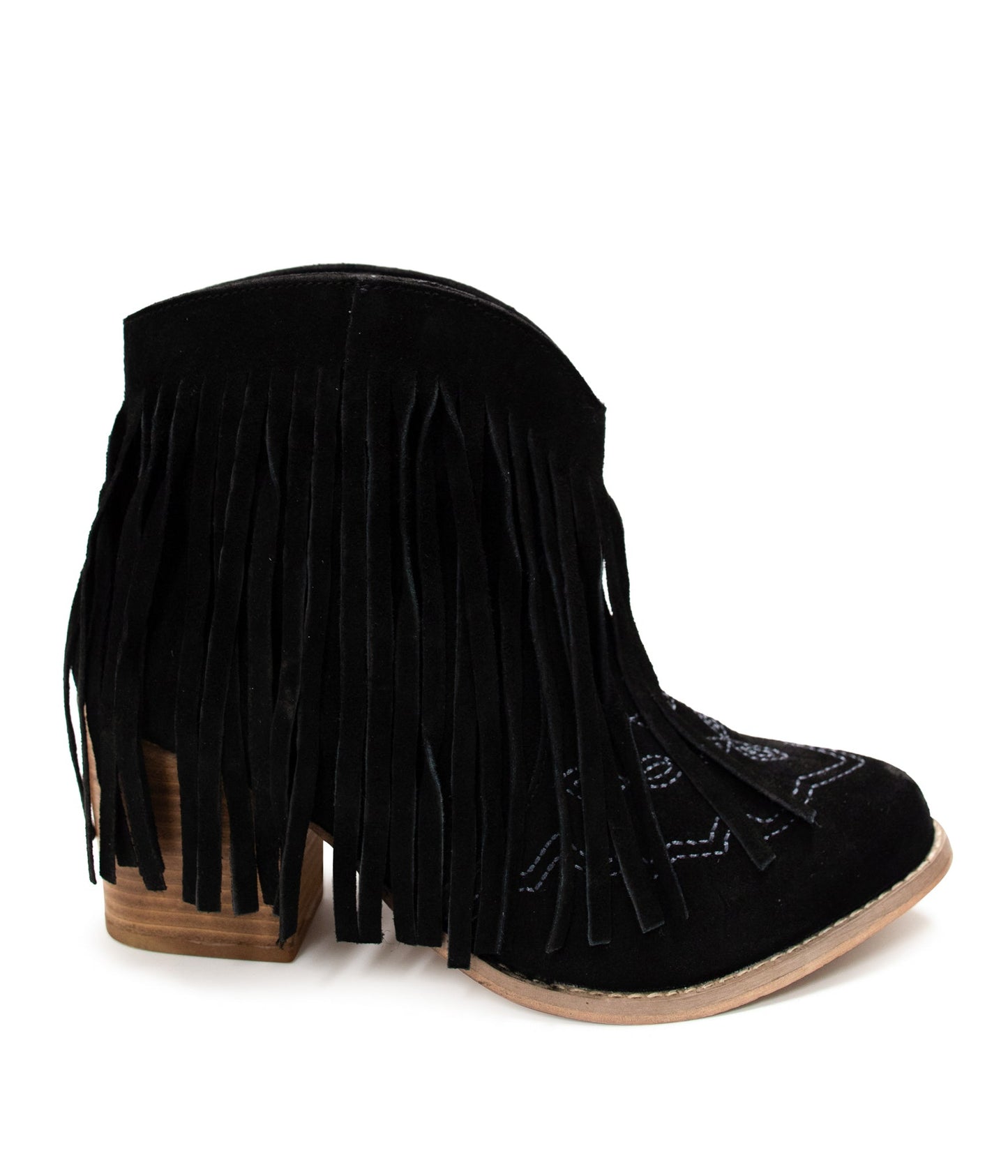 Amos Fringe Ankle Bootie in Black Suede (Online Exclusive)