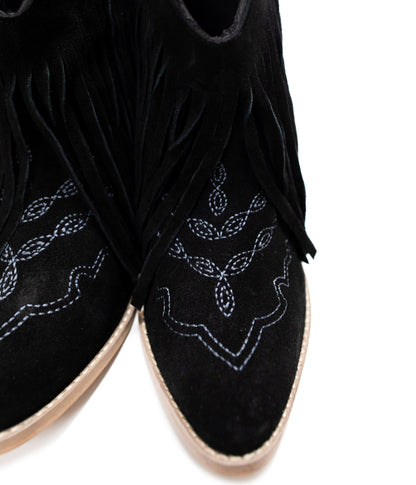 Amos Fringe Ankle Bootie in Black Suede (Online Exclusive)