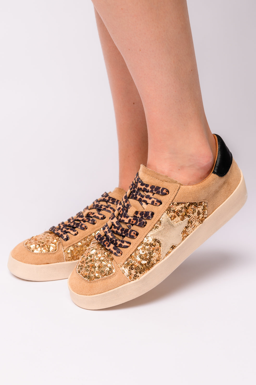 Another Round Sneakers in Gold Sequins (Online Exclusive)