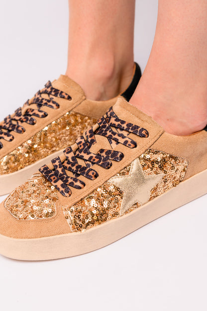 Another Round Sneakers in Gold Sequins (Online Exclusive)