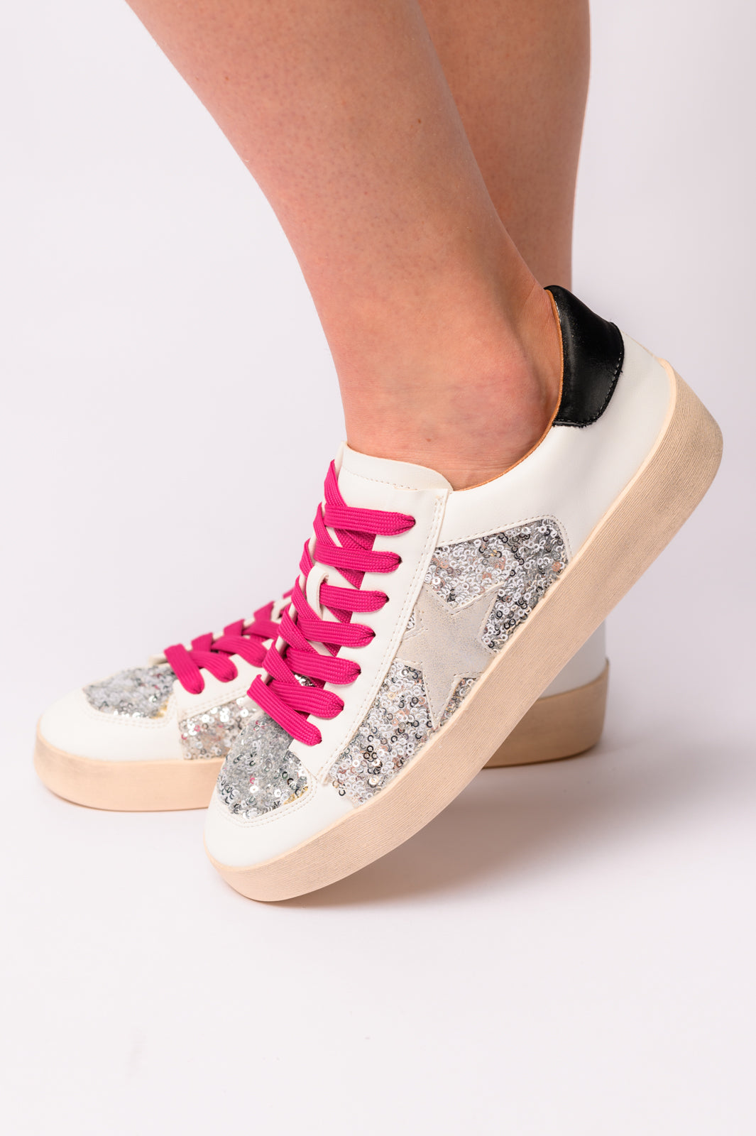 Another Round Sneakers in Silver Sequins (Online Exclusive)