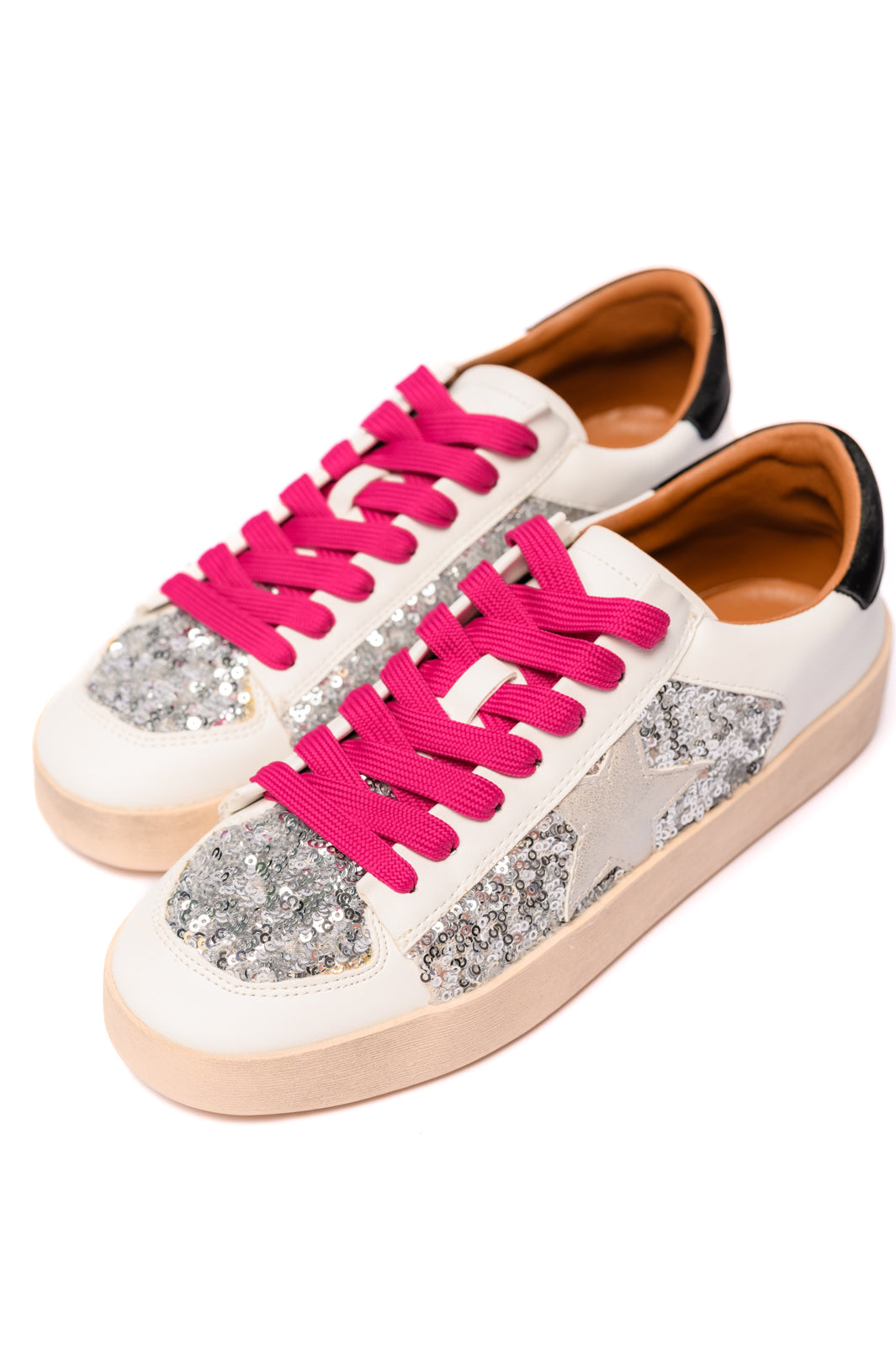 Another Round Sneakers in Silver Sequins (Online Exclusive)