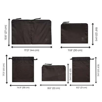 Compression Cubes & Packing Bags Set, 8-pack, Black