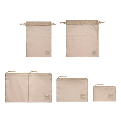 Packing Bags Set in Recycled Nylon, 5-pack, Taupe