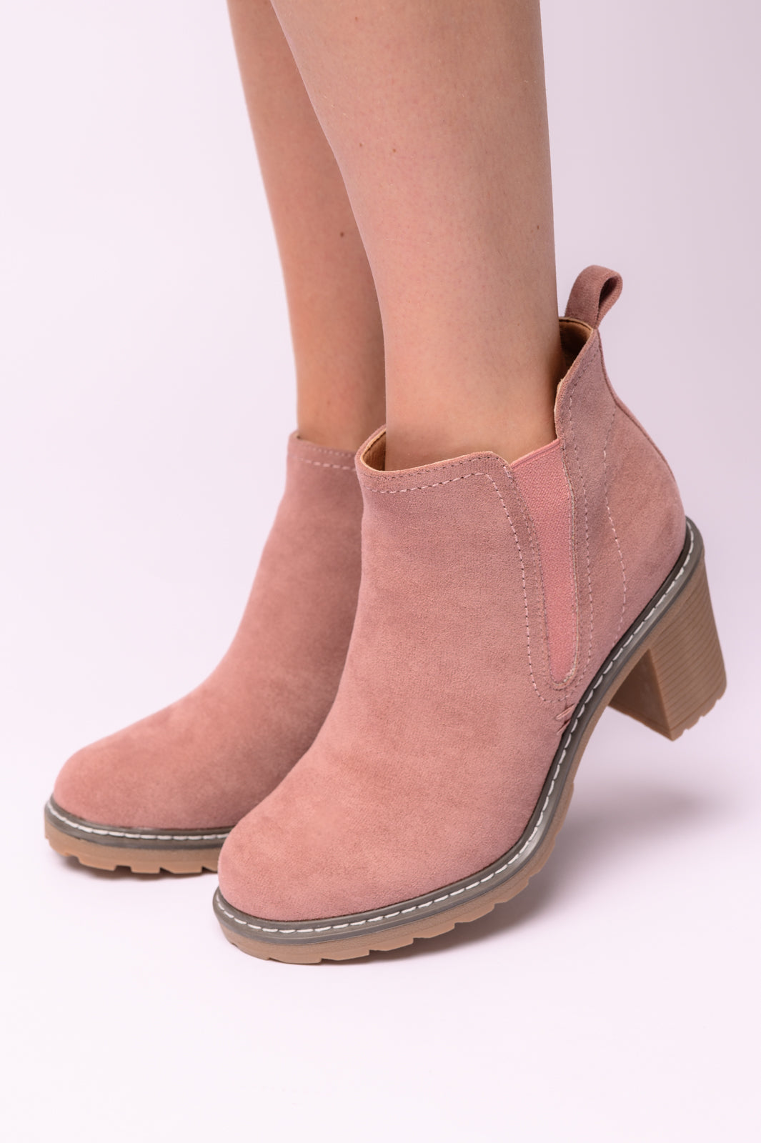 Bite Me Bootie in Blush Faux Suede (Online Exclusive)