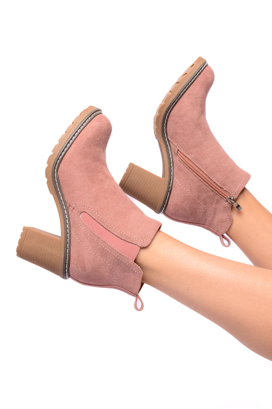 Bite Me Bootie in Blush Faux Suede (Online Exclusive)