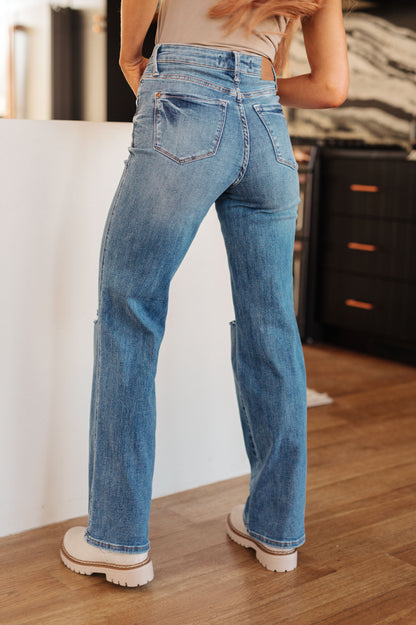 Bree High Rise Control Top Distressed Straight Jeans (Online Exclusive)