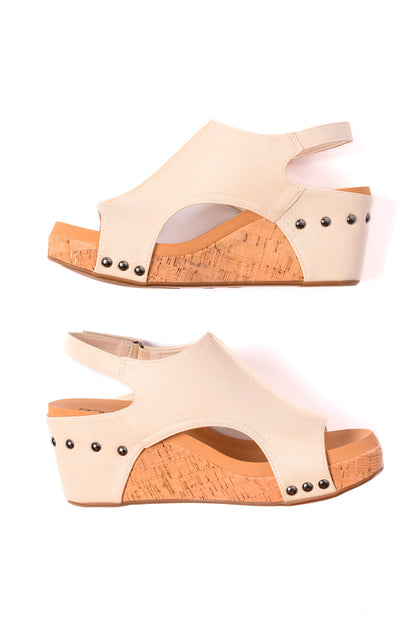 Carley Wedge Sandals in Cream (Online Exclusive)