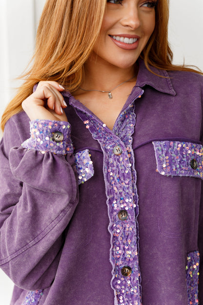 Chaos of Sequins Shacket in Purple (Online Exclusive)