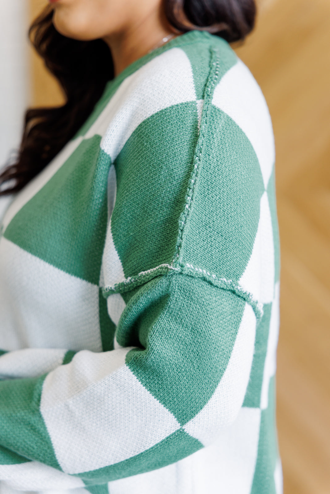 Check Yourself Checkered Sweater in Green (Online Exclusive)