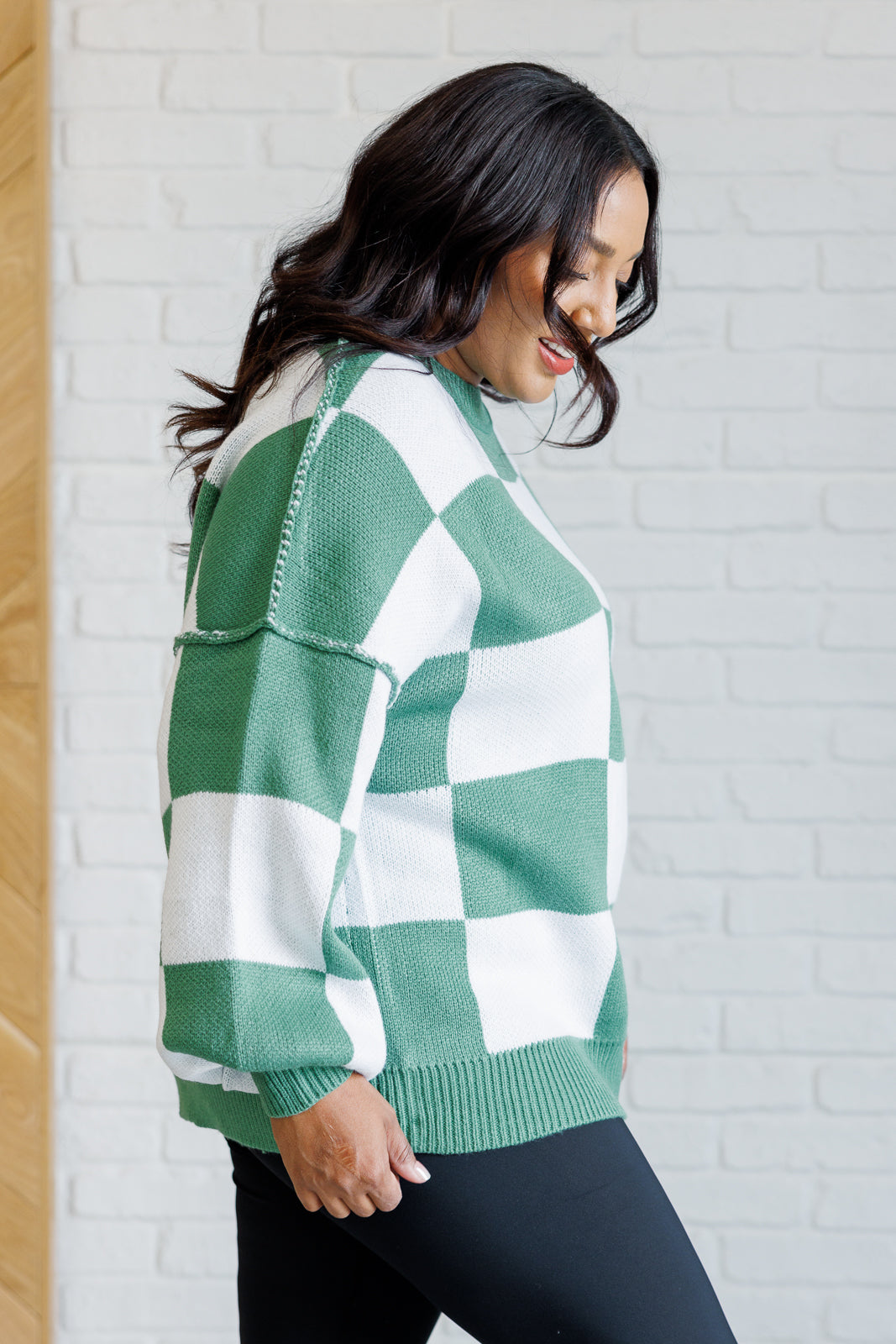 Check Yourself Checkered Sweater in Green (Online Exclusive)