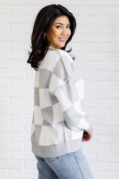 Check Yourself Checkered Sweater in Grey (Online Exclusive)