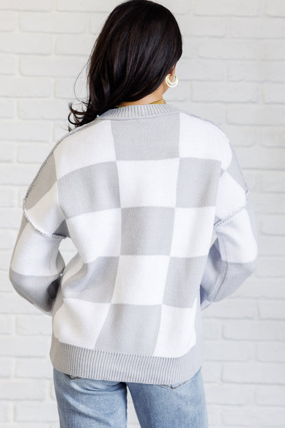 Check Yourself Checkered Sweater in Grey (Online Exclusive)