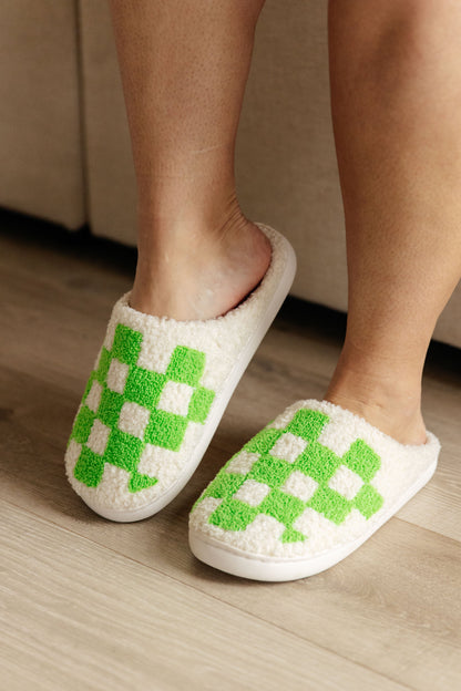 Checked Out Slippers in Green (Online Exclusive)