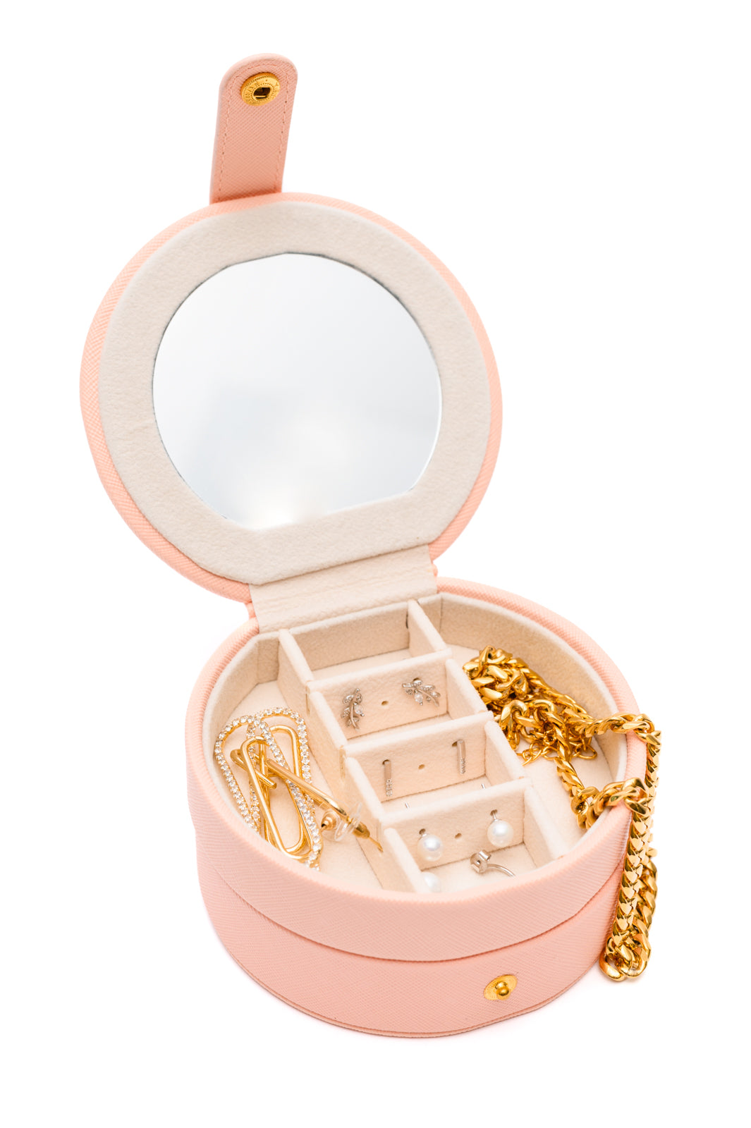 Circular Travel Jewelry Case in Pink (Online Exclusive)