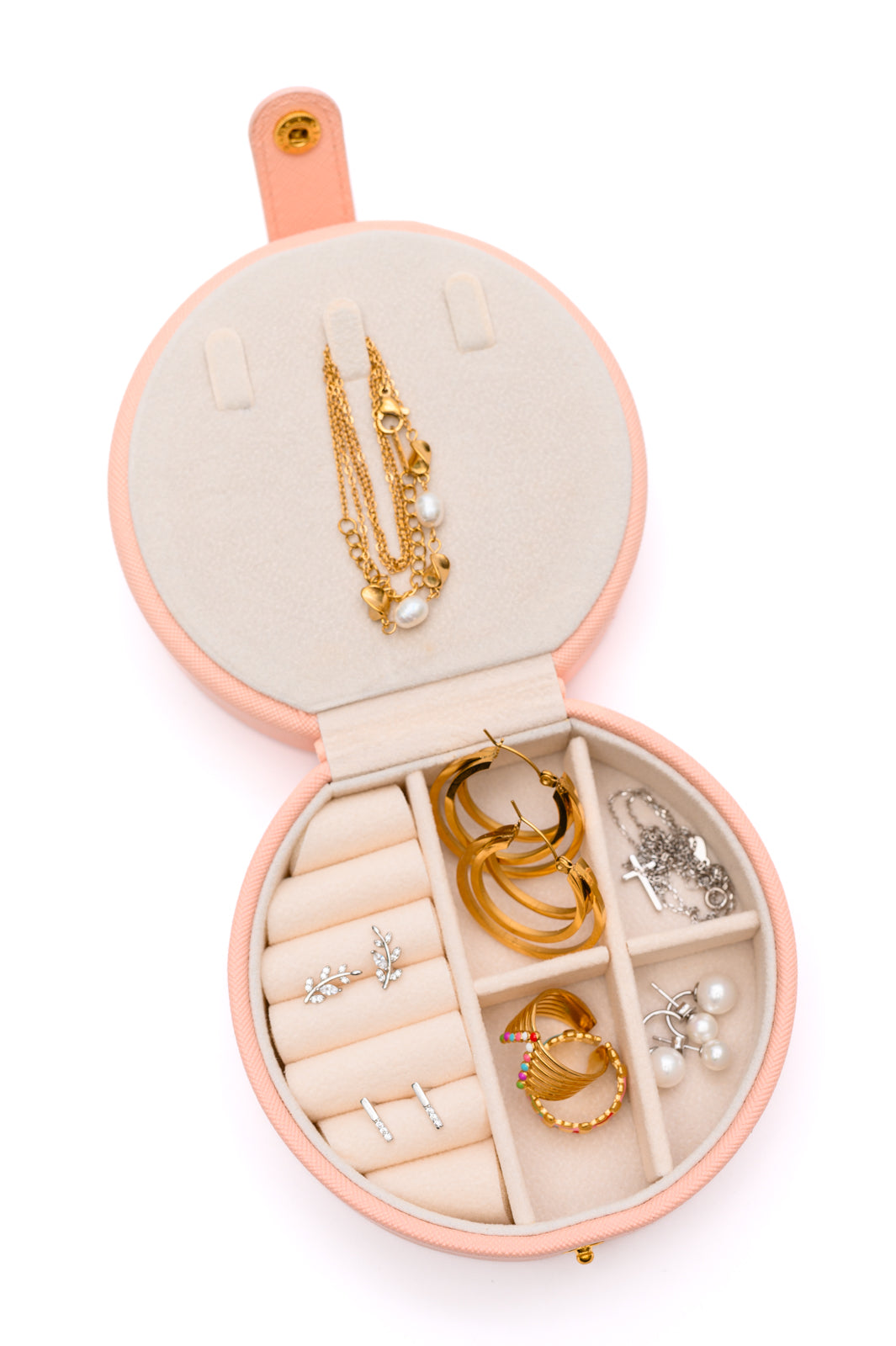 Circular Travel Jewelry Case in Pink (Online Exclusive)