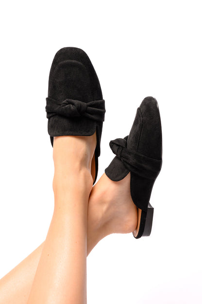 Clingy Mules in Black Faux Suede (Online Exclusive)